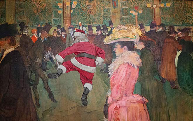 Ed Wheeler - Santa Classics - 'Dance at the moulin rouge' by Henri de toulouse-lautrec, 1890