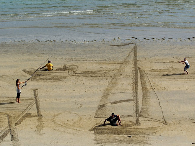 Disegnare sulla spiaggia in 3D