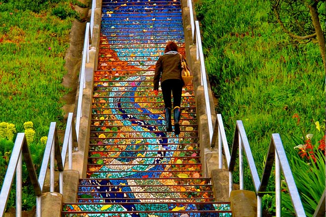Creative stairs - Street Art - 16th Avenue Tiled Steps, San Francisco