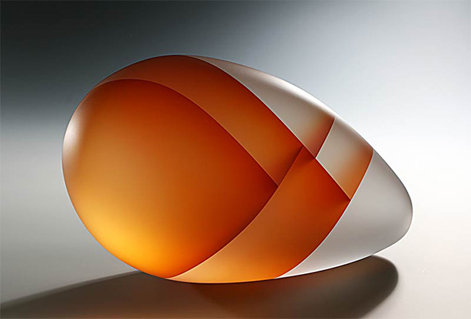 Segmentation, glass sculptures - Orange Seed Segmentation, 2009; acid etched glass