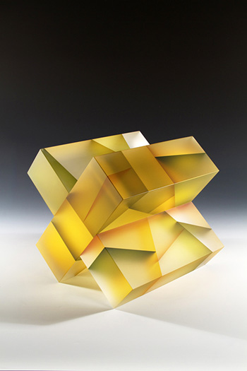 Segmentation, glass sculptures - genetic building block series-yellow & green