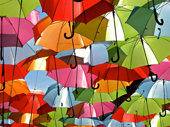 Agueda, Portugal umbrella art installation