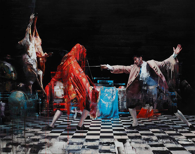 Conor Harrington - Dance With The Devil, oil and spray paint on linen, 2013.