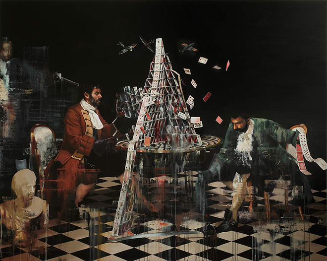 Conor Harrington - Watch Your Palace Fall, oil and spray paint on linen, 2013.