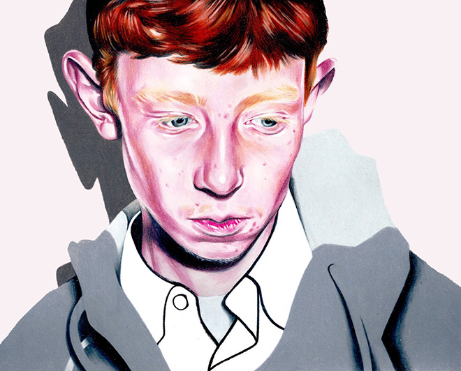 Portrait of King Krule, done in colored pencil