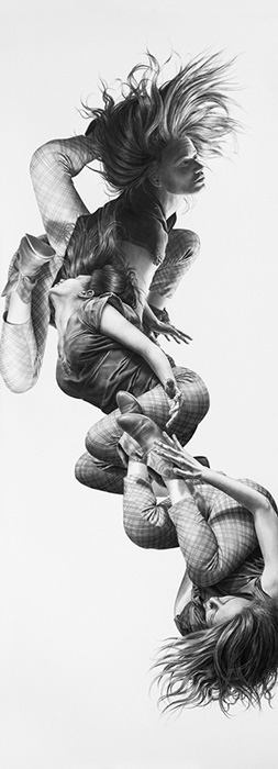 Leah Yerpe - Grus, 18 X 50 Inches Graphite And Ink On Paper 2012