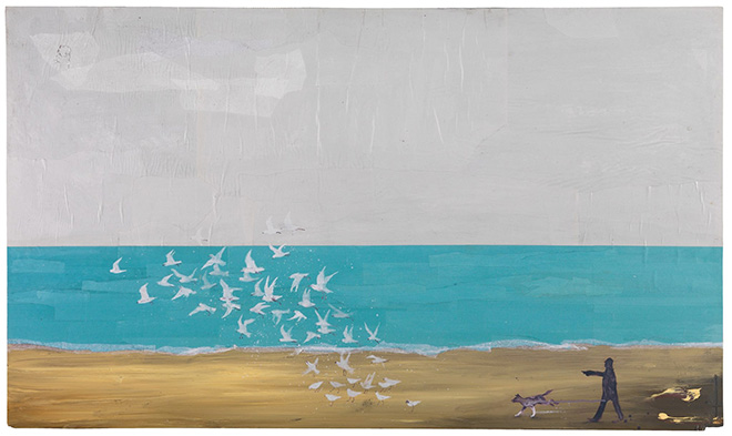 Denis Riva - Perfect Day, 2013, acrilico e carta su legno, cm 100x166