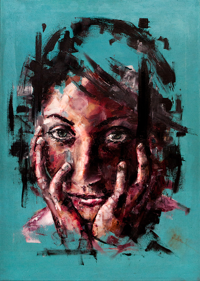Davide Cambria, Cyan, Oil on canvas | 50x70CM