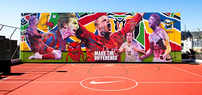 FIFA 2010 World Cup Mural on top of the Montalban Theater in Hollywood, CA