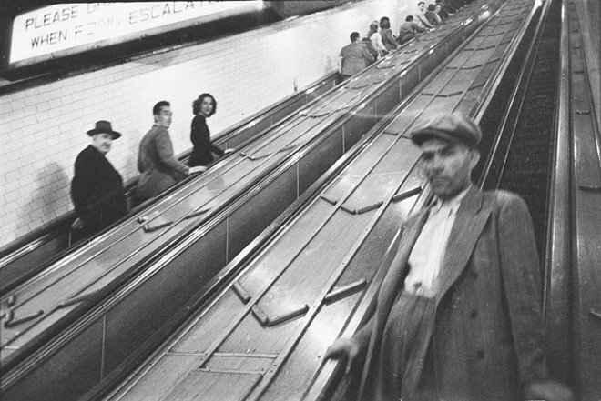 Stanley Kubrick. Life and Love on the New York City Subway. People on escalators in a subway station. 1946. Museum of the City of New York. X2011.4.10292.61C