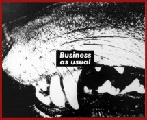 Barbara Kruger - Untitled (Business as usual) , 1987, gelatin silver print in artist’s frame 49 x 60 3/8 in. (124.5 x 153.3 cm.) framed. This work is the artist’s proof from an edition of one, plus one artist’s proof.