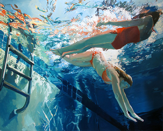 Samantha French - Dive in Float  48x60, Oil on canvas, 2012