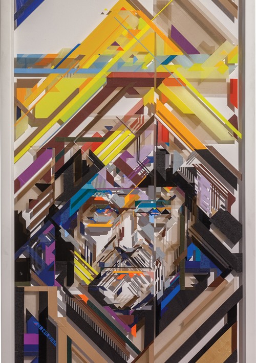 No Curves - Everest, Reinhold Messner, 2015 - 60×100 cm - Tape art