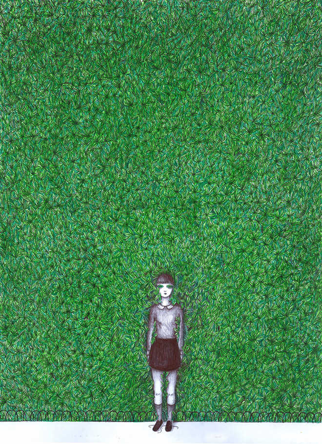 Virginia Mori - Green, 2015 - 29×40 cm - Bic pen on paper