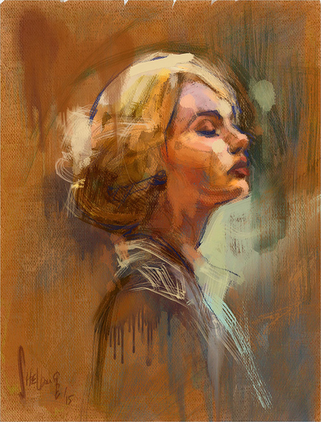 Lady by Tim Shelbourne‎ - Rebelle, Watercolor & acrylic painting application
