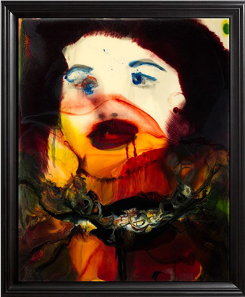Keith Tyson, Unnatural portrait, Woman with cape, 2015 - Mixed Media on Aluminium, 57,8x47,8 cm
