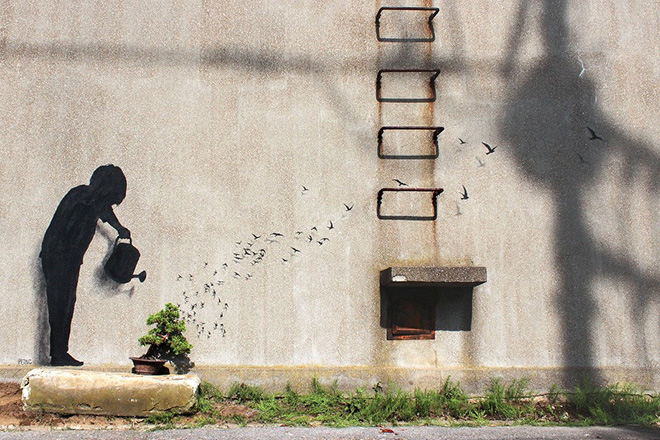 Pejac - Guliver, Street art in Japan