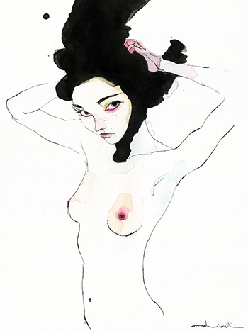 Conrad Roset, BLACK 21 - India ink and watercolor on paper (Canson Moulin du Roy, 100% cotton, 300 g/m2), 11.80″ x 15.70″