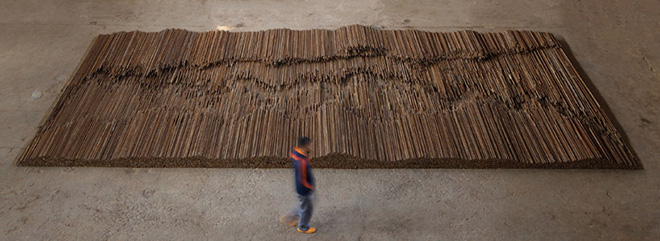 Ai Weiwei - Straight, 2008 - 12, Steel reinforcing bars. 600 x 1200 cm. Lisson Gallery, London. Image courtesy Ai Weiwei. © Ai Weiwei