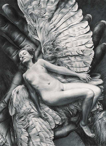 José Molina - Collezione “AnimaDonna”, Capitolo: “Arcangeli” Arcangelo I, Lucy. La prima Eva, 2014 - Matita grassa su carta, 60,5 x 45,5 cm