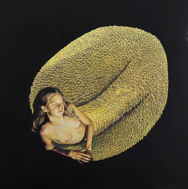 José Molina - Collezione “Beloved earth”, Il primo seme, 2015 - Olio su tavola, 120 x 120 cm