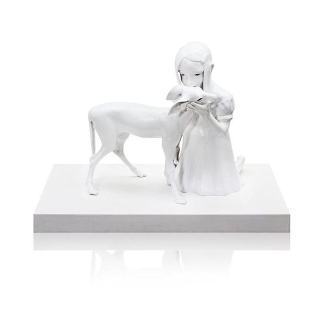 Kim Simonsson - Sacrificial Deer, 2015 - Ceramic and Glass, 30 X 25 X 30 INCHES