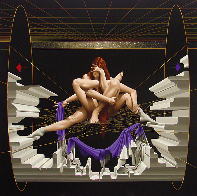 Gerico - Aracne, ( Dante e Ovidio, 2006), acrilico su tela lino, cm 80x80