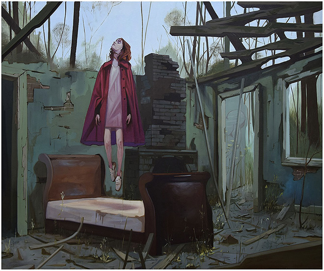 BEZT (Etam Cru) - Hideaway, 2015. Oil on canvas 119 × 99	cm