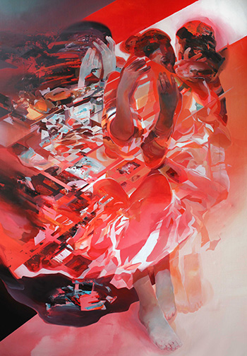 Robert Proch - Red Dress, 199x130 cm, acrylic on canvas, 2016
