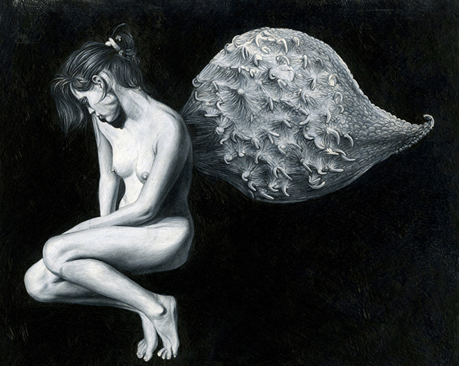 José Molina - La cacciata dal paradiso, 2015, matita grassa su carta. cm 67 x 835