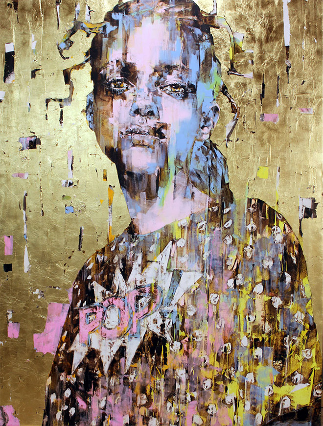 Marco Grassi - GRAMA - Supergold Pop. Oil on canvas. Dimensioni Width 140 cm Height 185 cm