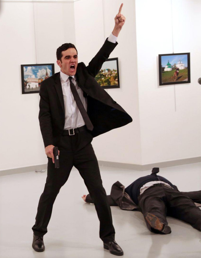 Burhan Ozbilici - An Assassination in Turkey, Ankara, Turkey, December 19, 2016, World Press Photo of the Year, first prize singles