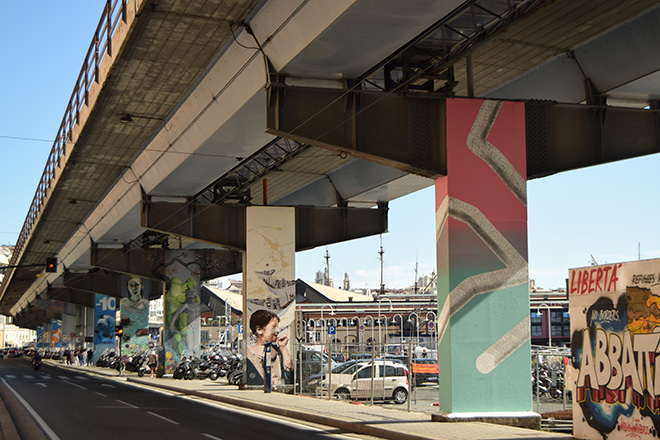 WALK the LINE - Arte urbana sui piloni della Sopraelevata di Genova