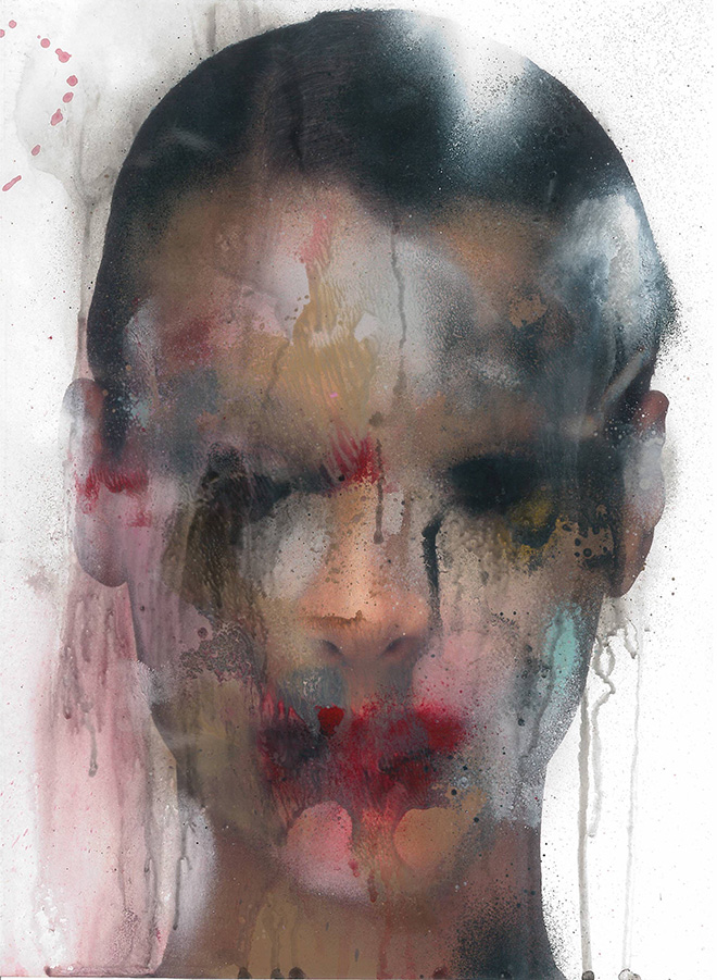 Marco Rea - Untitled, pittura spray su immagine fotografica