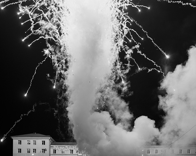 ©Davide Monteleone - Spasibo. Republic of Chechnya, Russia, 03/2013. Fireworks in the main square of the city to celebrate the 10th anniversary of the Constitution Day.