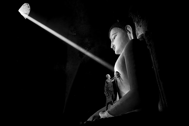 Gunarto Gunawan (Indonesia) - Cleaning the Buddha, Conceptual - Monochrome Awards, 3rd Place Winner (Professional)