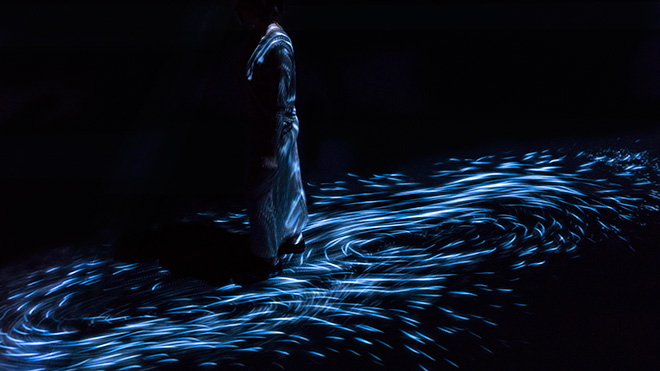 teamLab - Moving Creates Vortices and Vortices Create Movement. ©teamLab, courtesy Ikkan Art Gallery, Martin Browne Contemporary and Pace Gallery