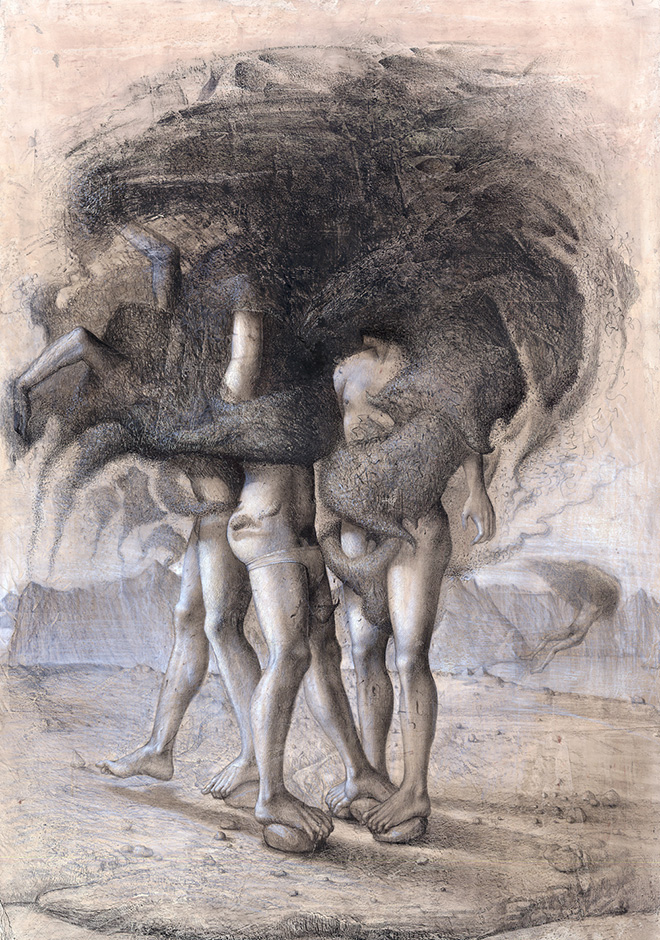 Agostino Arrivabene - Studio per i Folli, 2007, tecnica mista su cartone preparato, 71 x 51 cm, courtesy Agostino Arrivabene