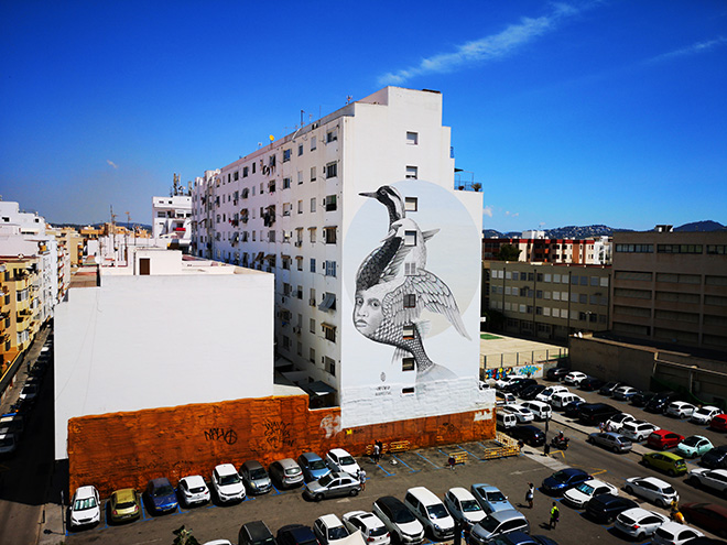 Alfalfa - Hope for those who need it the most, mural in Ibiza for BLOOP Festival, 2018