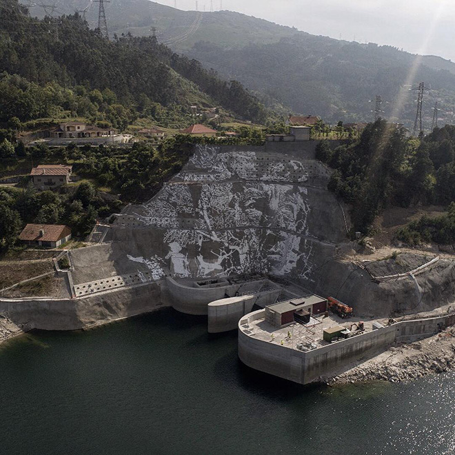 Vhils - Caniçada Dam Project (Vieira do Minho), Portugal. photo credit: © EDP & Pedro Santasmarinas & João Almeida