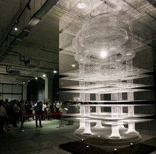 Edoardo Tresoldi - Cube Temple, an ethereal creation of wire mesh in Singapore. photo credit: ©Peter Tan Edoardo Tresoldi – Cube Temple