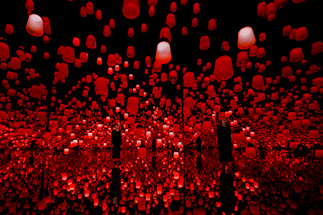 teamLab - Forest of Resonating Lamps One Stroke Autumn Mountain