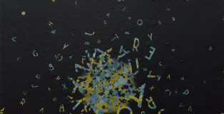 Opiemme - Vortex Impressum, 2018, tempere e spray su tavola, 82 x 83 cm