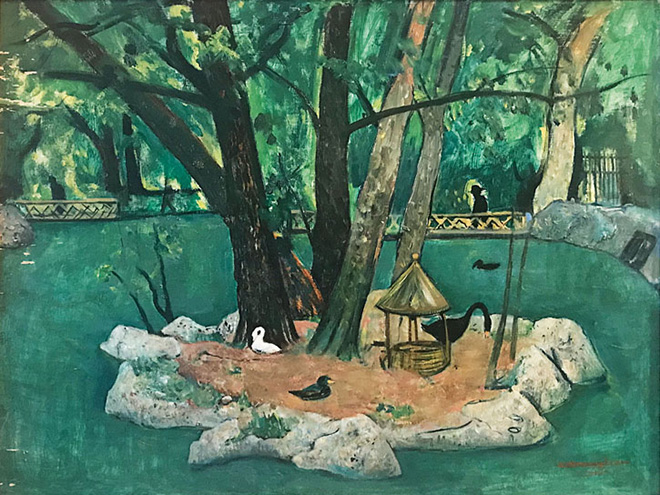 Cesare Breveglieri - L'Isolotto delle anitre, 1935, olio su tavola, cm 70x60, Collezione privata