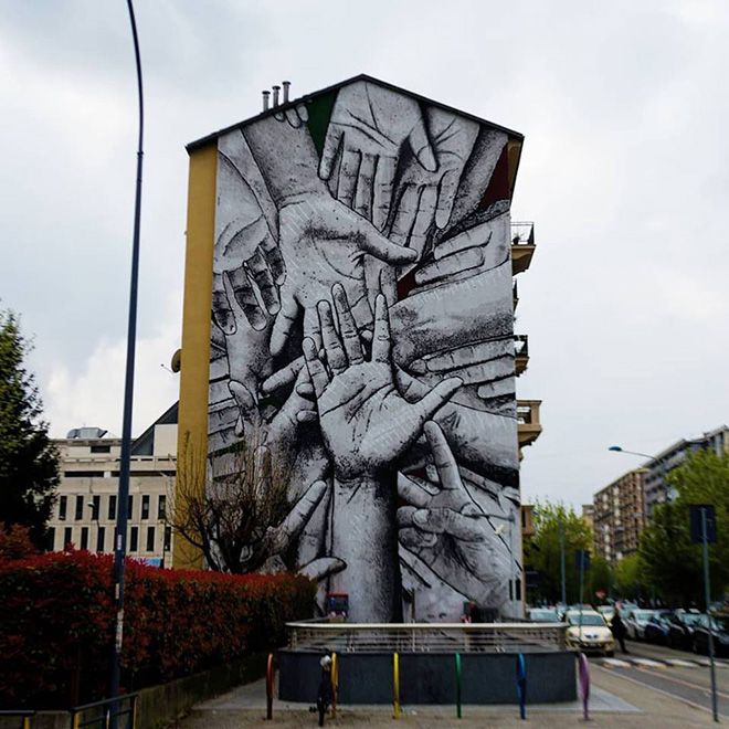 Himed&Reyben - ¡NO PASARAN!, murale per Collegno SI-CURA, Torino, 2019. photo credit: @bo_hero