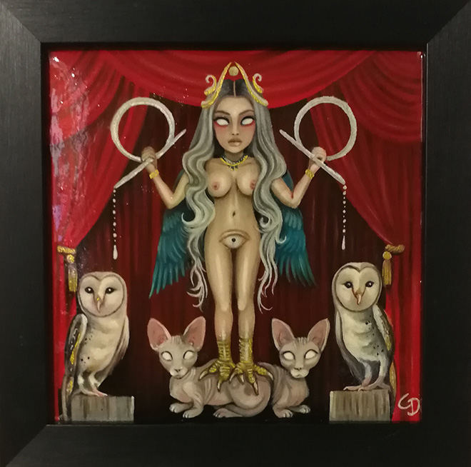 Claudia Ducalia - Babylon, Queen Of The Night, oil on canvas, 15x15 cm