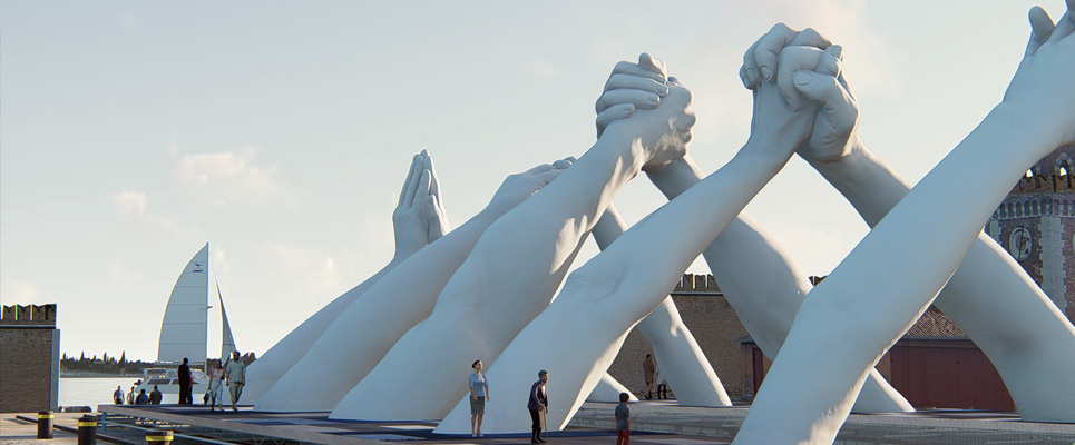 Lorenzo Quinn - Building Bridges, venezia Lorenzo Quinn - Building Bridges, Venezia