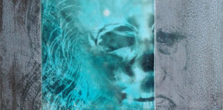 Renato Meneghetti - Grandi Maestri/ Leonardo, Autoritratto (dettaglio), 2010. Alcohol and resin on pigmented canvas. 100 x 62 cm (39.4 x 24.4 in) Renato Meneghetti – Under Skin “Sotto pelle”