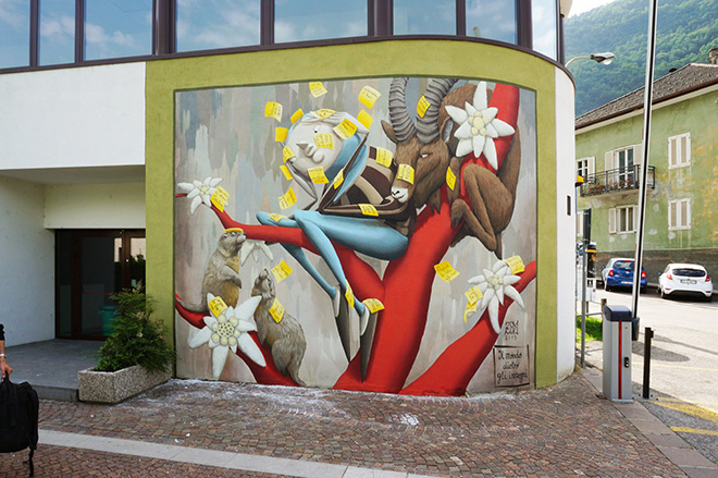 Zed1 - Il mondo dietro gli impegni, murale a Laives (Bz), 2019