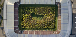 Klaus Littmann, FOR FOREST - The Unending Attraction of Nature, Art Intervention, 2019, Wörthersee Stadium Klagenfurt | Austria. Photo: UNIMO Klaus Littmann – FOR FOREST, The Uniting Attraction of Nature